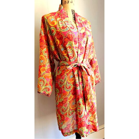 Natori Other - Josie Natori Floral Pink Kimono Belted Robe, Sz S, New